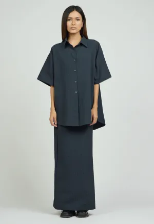 Rayna Seersucker Button Down in Night Sky