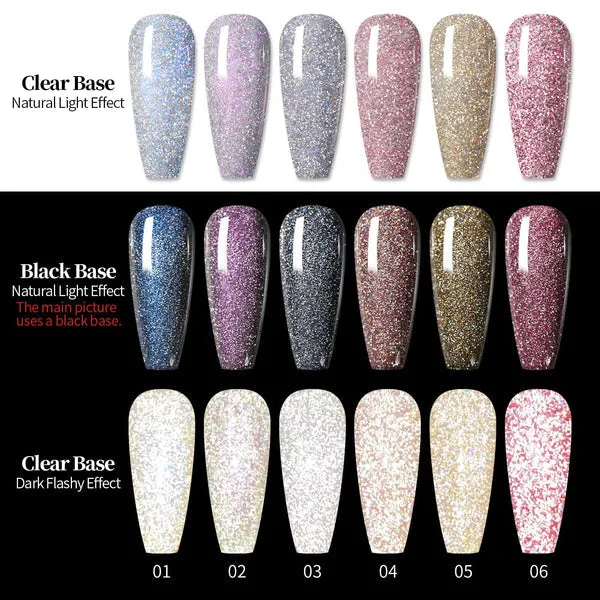 Reflective Glitter 6-Colour Gel Polish Set