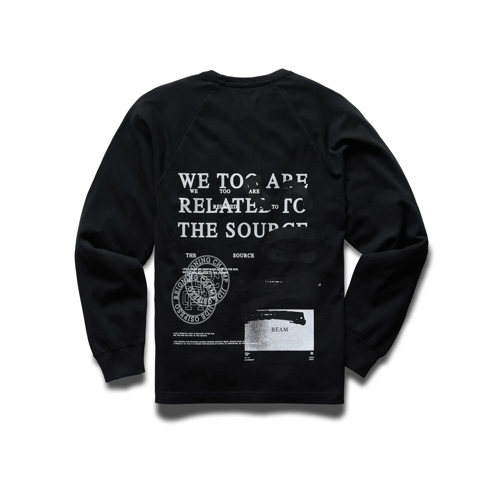 Reigning Champ Men Knit Mid Wt Jersey S04 Source Long Sleeve Black RC-2239-BLK