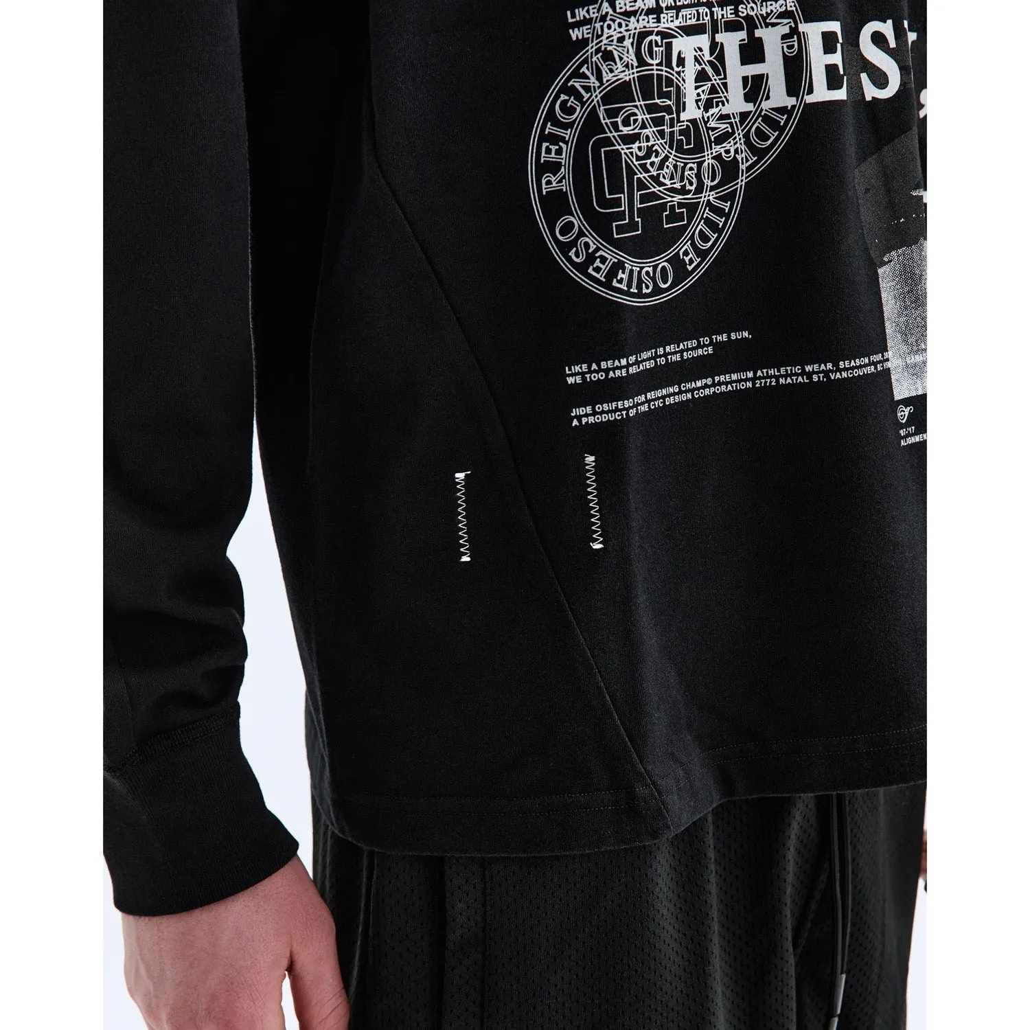 Reigning Champ Men Knit Mid Wt Jersey S04 Source Long Sleeve Black RC-2239-BLK