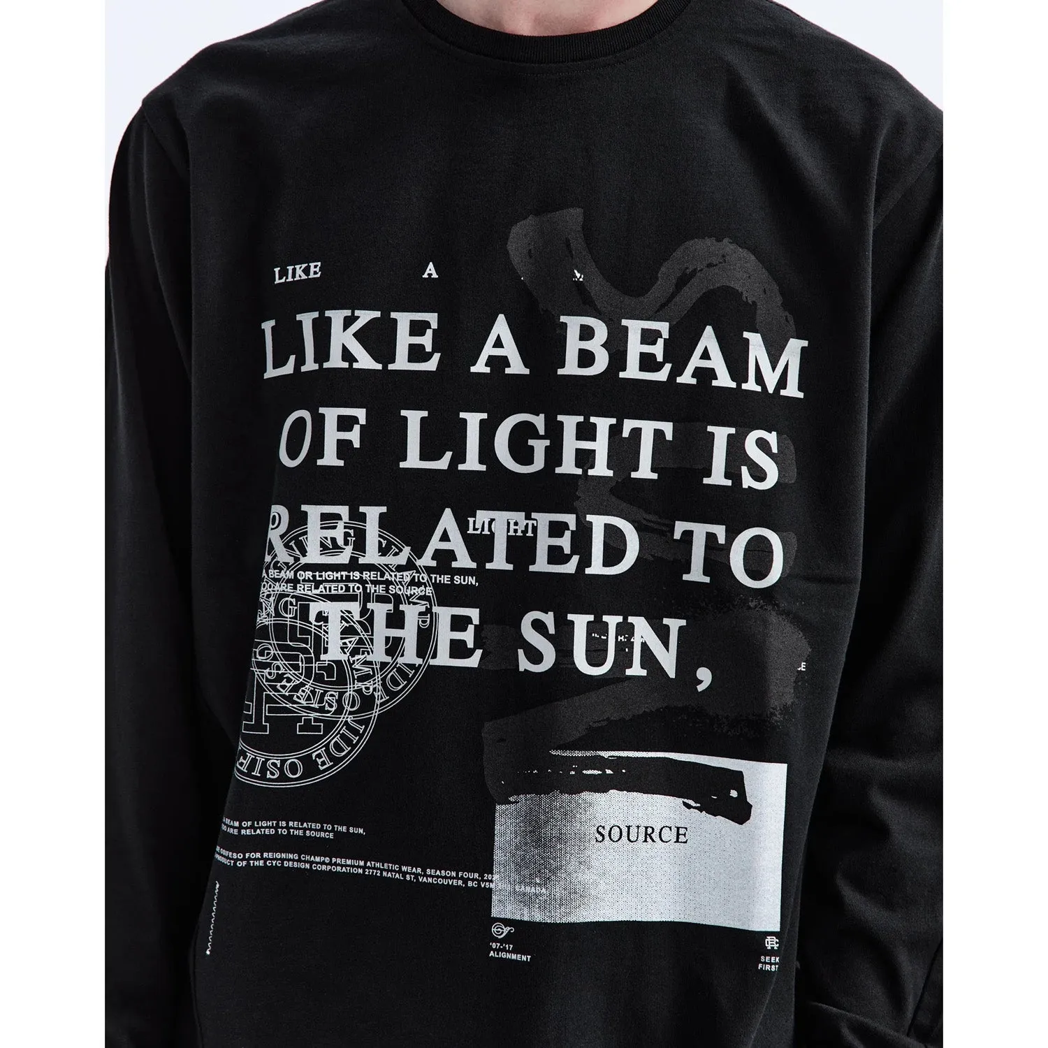 Reigning Champ Men Knit Mid Wt Jersey S04 Source Long Sleeve Black RC-2239-BLK