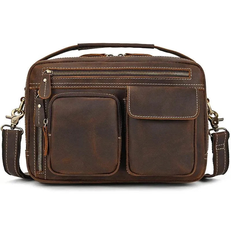 Retro Fashion Men’s Leather Handbag Genuine Shoulder Sling Bag