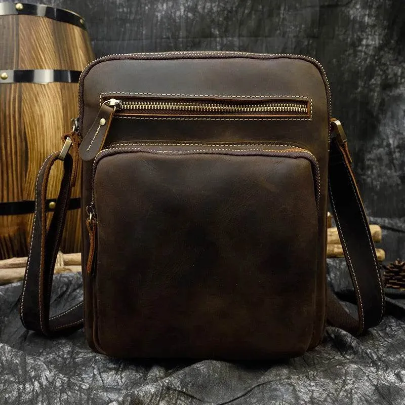 Retro Fashion Men’s Leather Handbag Genuine Shoulder Sling Bag