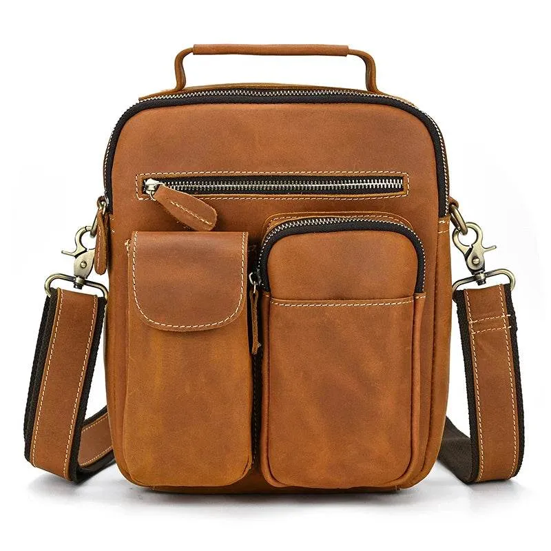 Retro Fashion Men’s Leather Handbag Genuine Shoulder Sling Bag