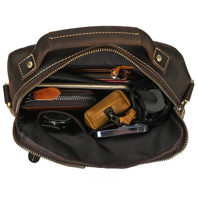 Retro Fashion Men’s Leather Handbag Genuine Shoulder Sling Bag
