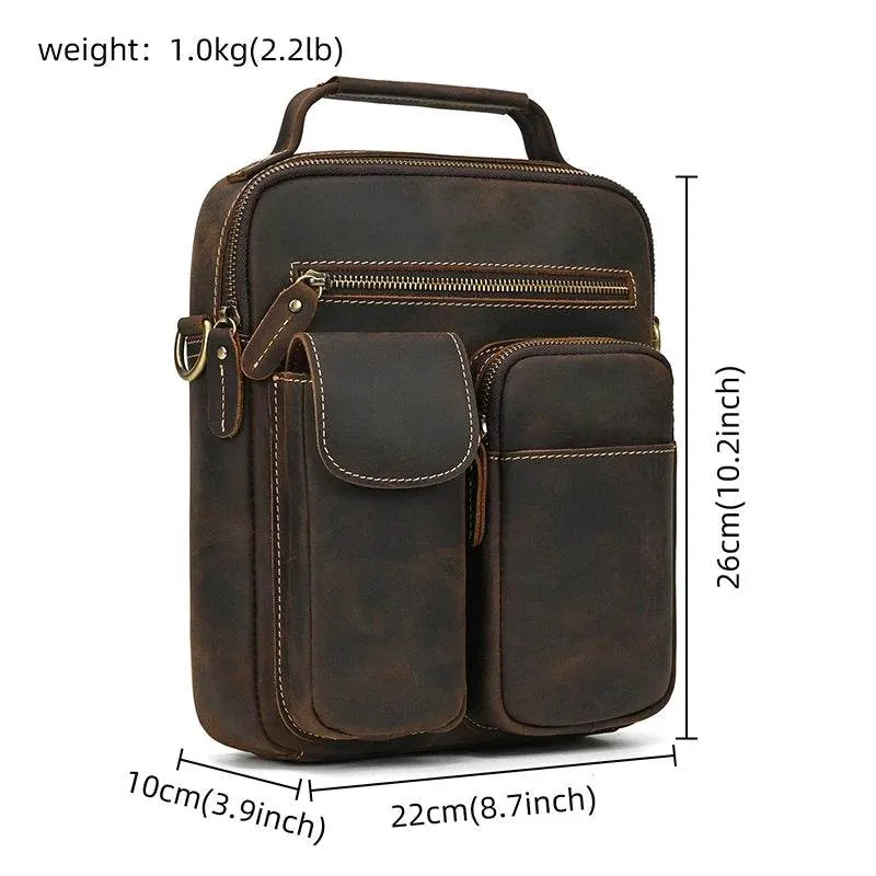 Retro Fashion Men’s Leather Handbag Genuine Shoulder Sling Bag