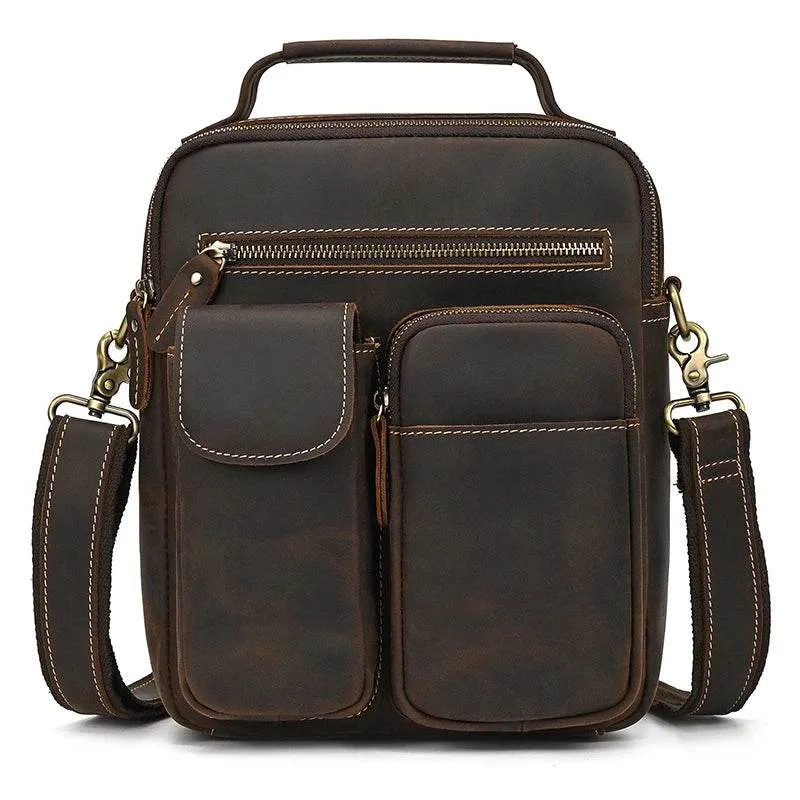 Retro Fashion Men’s Leather Handbag Genuine Shoulder Sling Bag