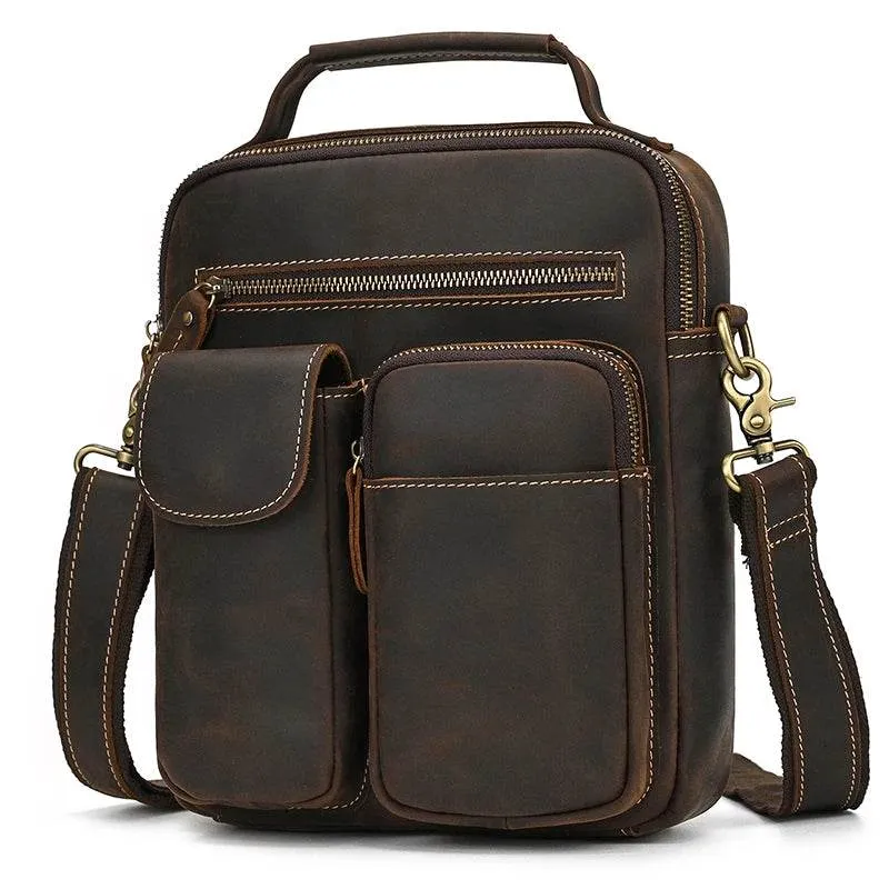 Retro Fashion Men’s Leather Handbag Genuine Shoulder Sling Bag