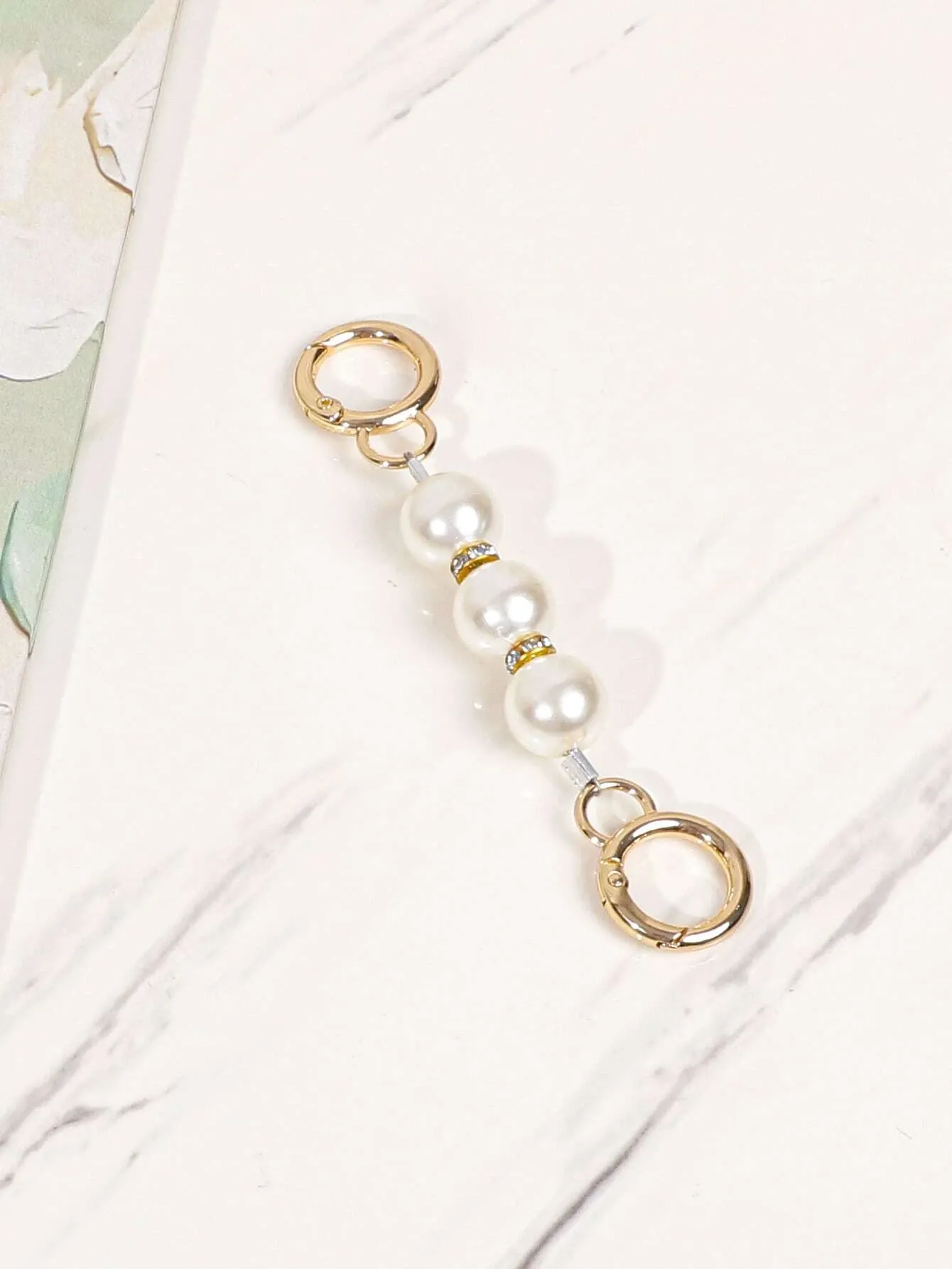 Rhinestone & Faux Pearl Decor Bag Strap