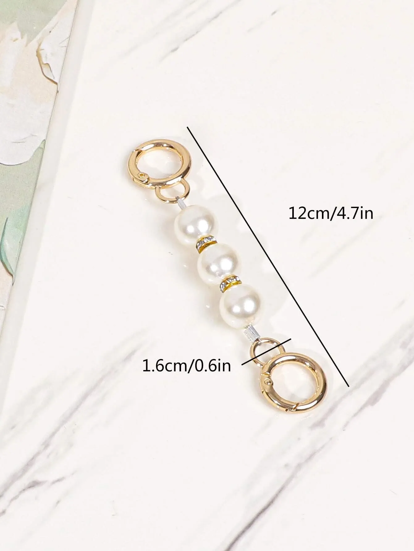 Rhinestone & Faux Pearl Decor Bag Strap