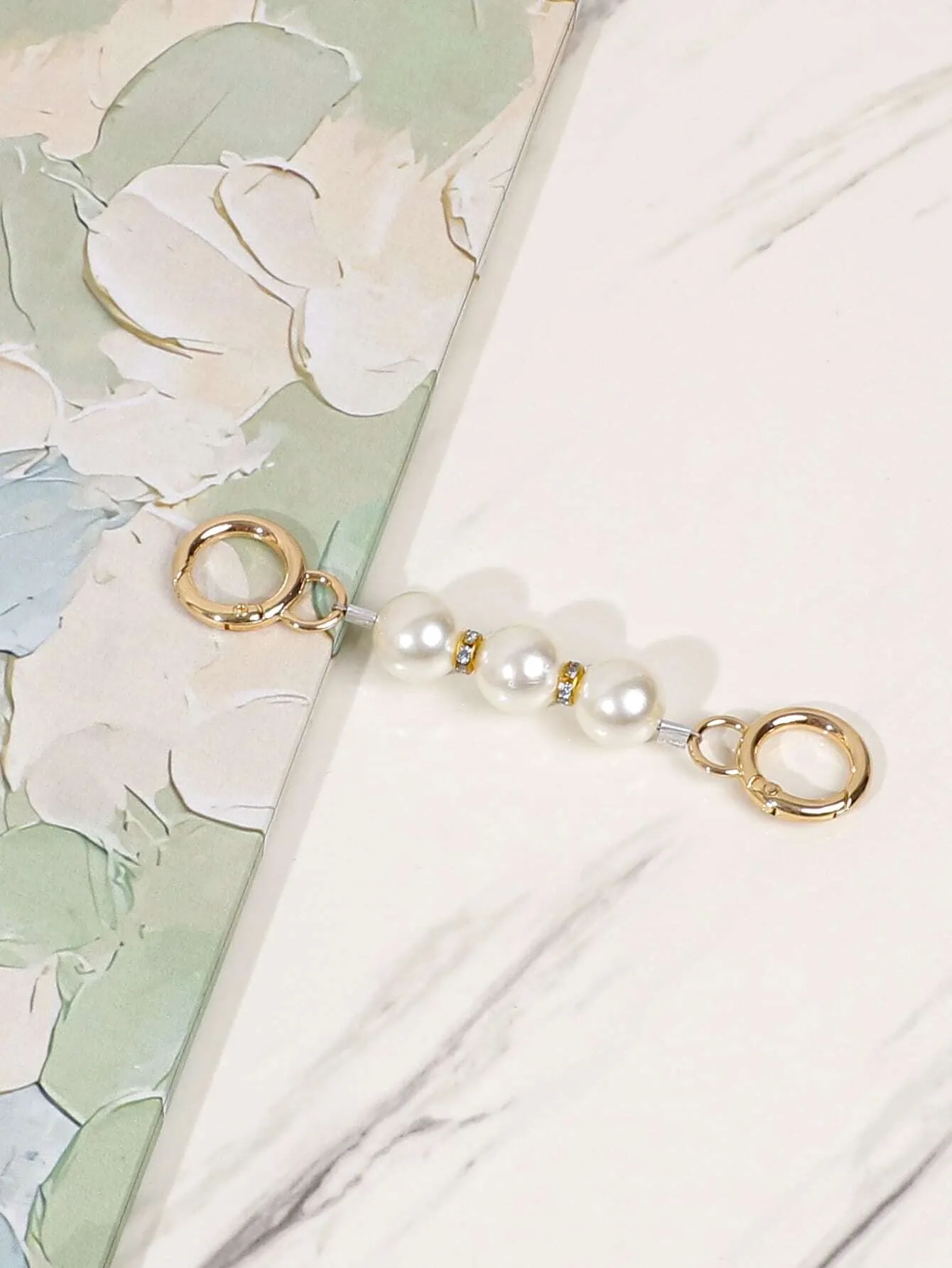 Rhinestone & Faux Pearl Decor Bag Strap