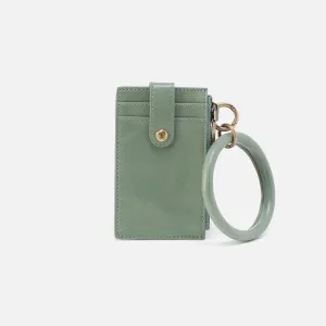 Ring Credit Card Wristlet In Polished Leather - Jade