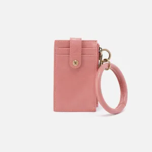 Ring Credit Card Wristlet In Polished Leather - Rose