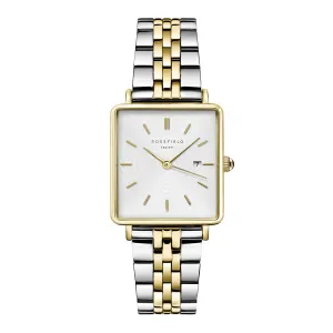 Rosefield The Boxy White Sunray Silver Gold Duo Ladies Watch