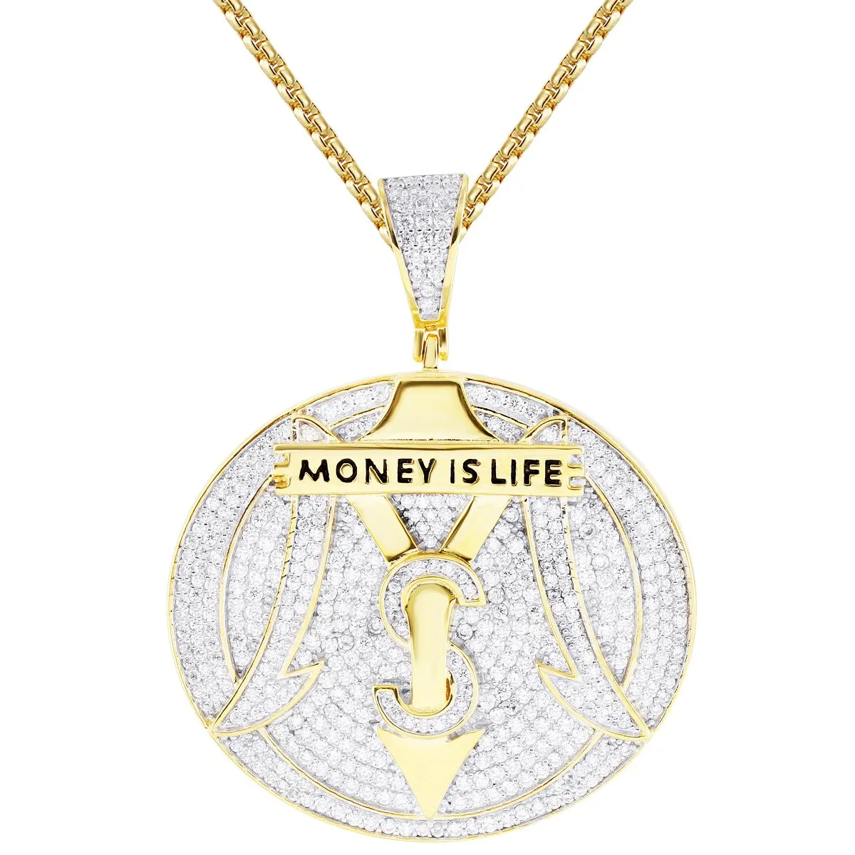 Round Money is Life Rich Car Logo Dollar Pendant Chain