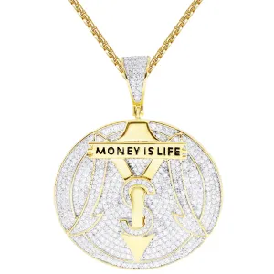 Round Money is Life Rich Car Logo Dollar Pendant Chain