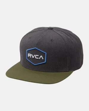 RVCA Mens Commonwealth Snapback Hat - Charcoal/Olive