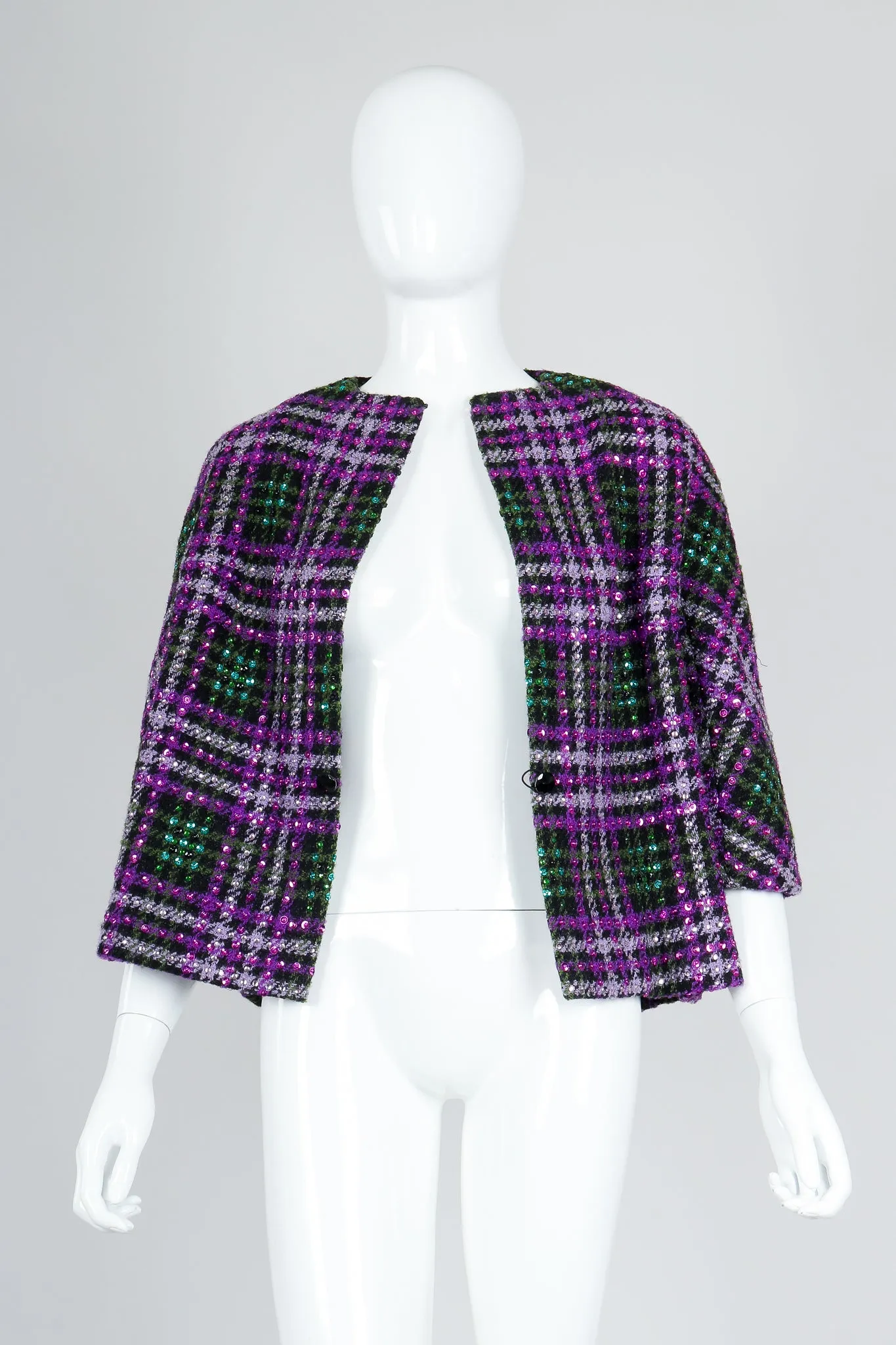 Sequin Plaid Boxy Jacket