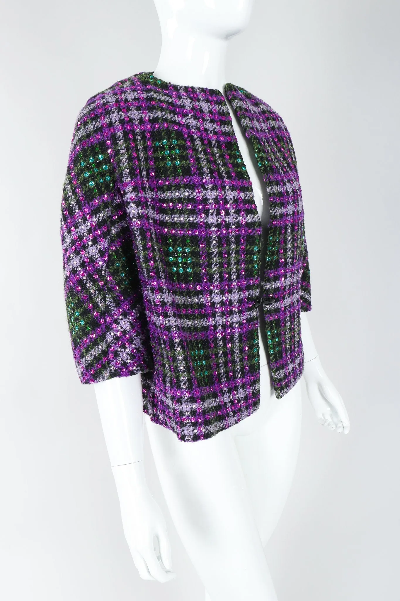 Sequin Plaid Boxy Jacket