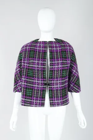 Sequin Plaid Boxy Jacket