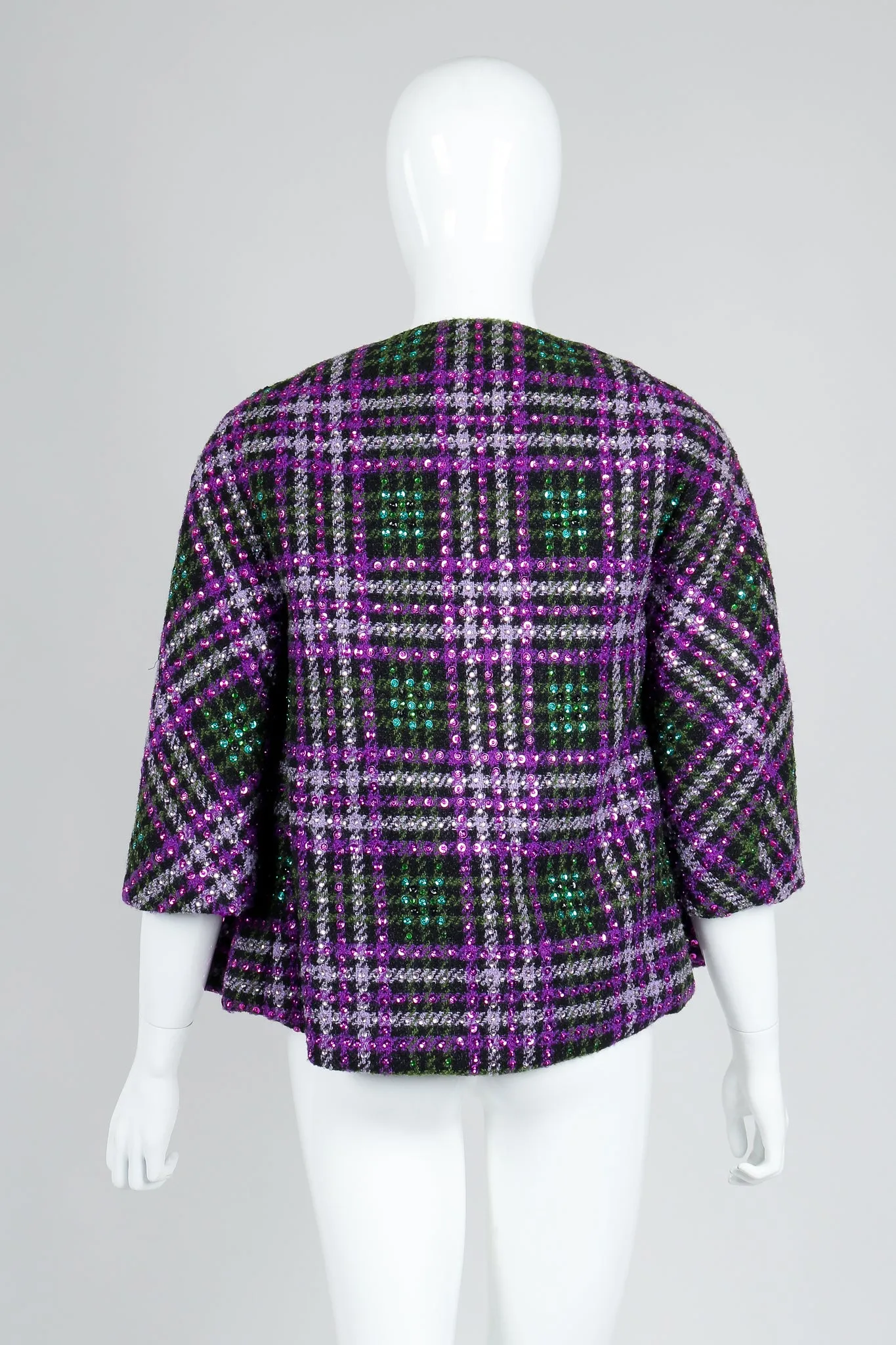 Sequin Plaid Boxy Jacket