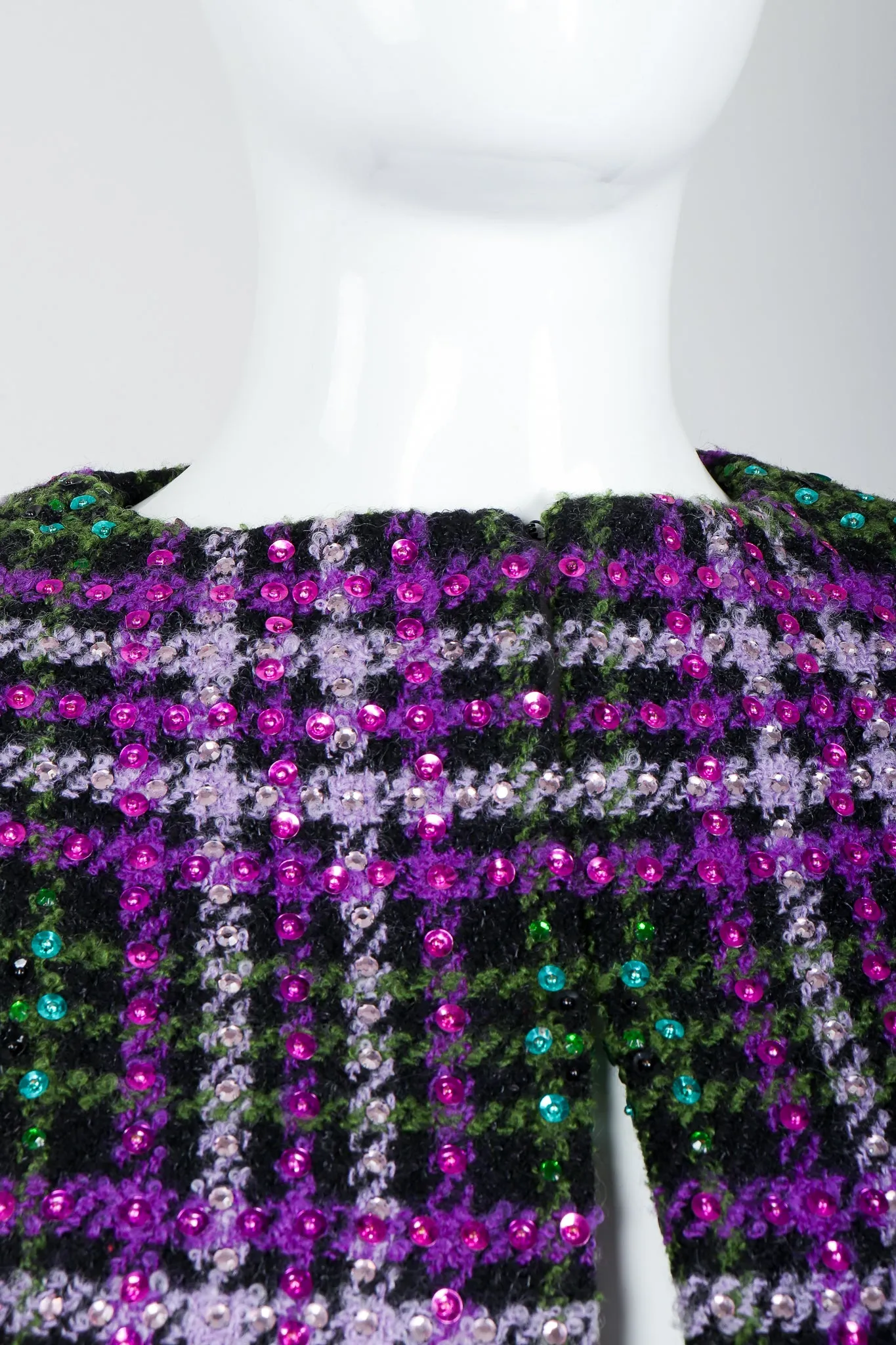 Sequin Plaid Boxy Jacket