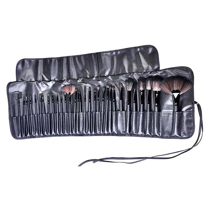 Set of 32 Piece Premium Synthetic Kabuki Makeup Brush Foundation Concealer Blush Face Eye Shadow Black Makeup Brush Set