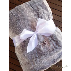 SILVER BLUE FAWN COUTURE THROW