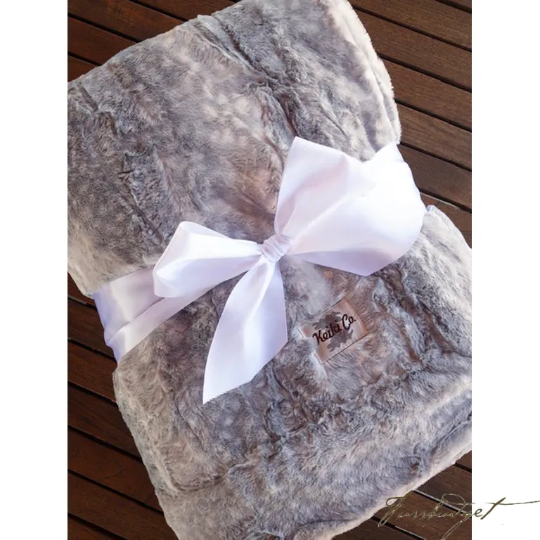 SILVER BLUE FAWN COUTURE THROW