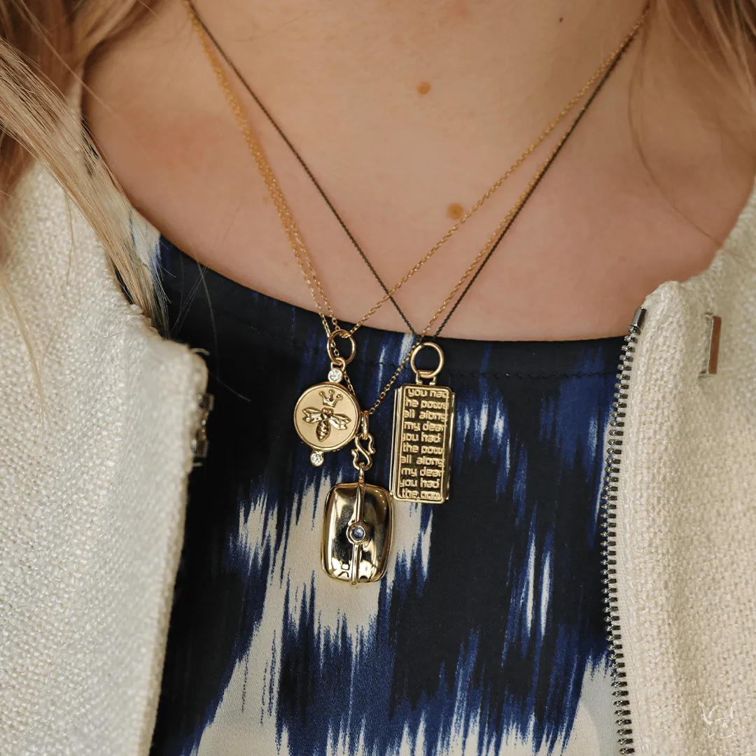 Slim "Skye" Gold Locket Necklace with Emerald