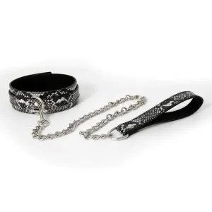 Smart Moves - Collar met Ketting - PU Leer - Slangenprint Zilver/Zwart