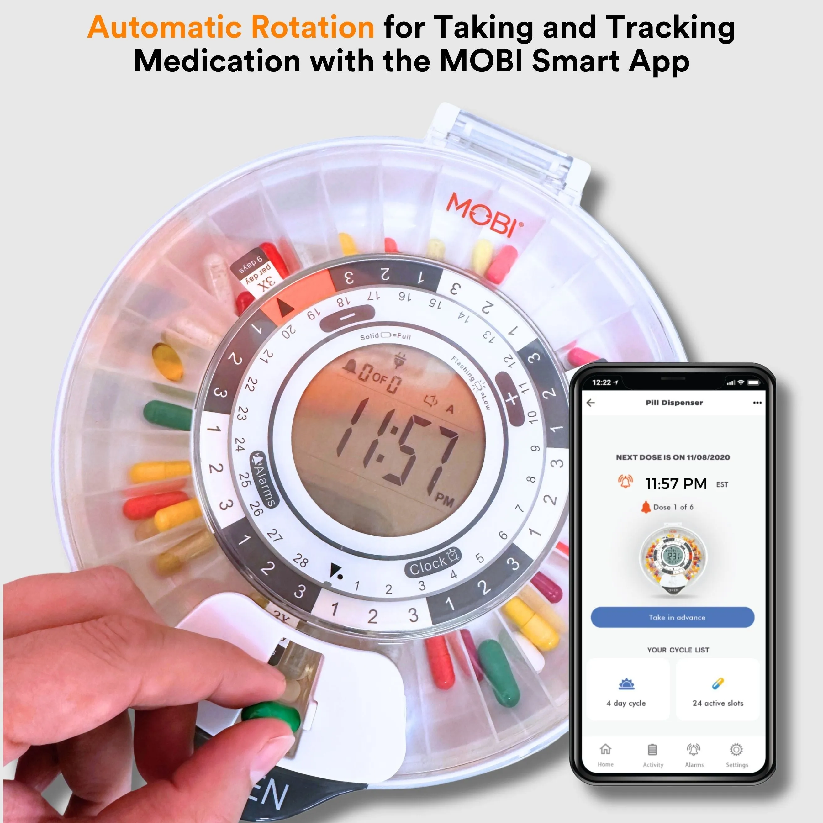 Smart Pill/Medication Dispenser With 28 Day Capacity