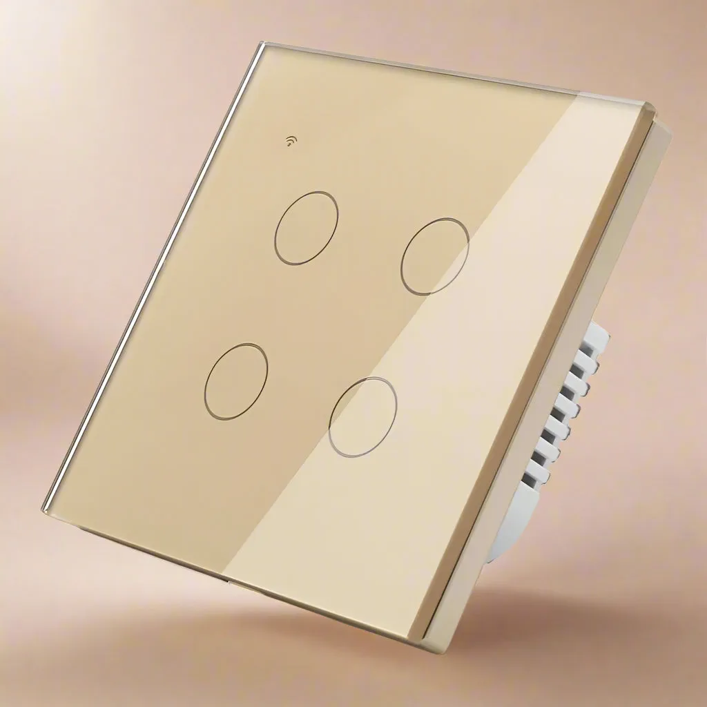 Smart Wi-Fi 4-Gang Touch Light Switch - Voice & App Control | White, Black, Gold