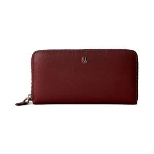 Smooth Leather Zip Wallet Burgundy
