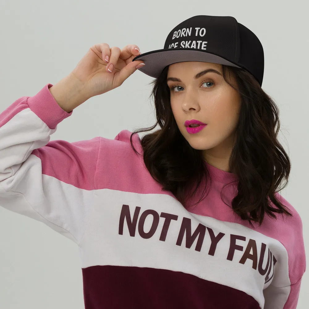 Snapback Hat "2051-0041 Born To Play Ice Skate (White Logo)"