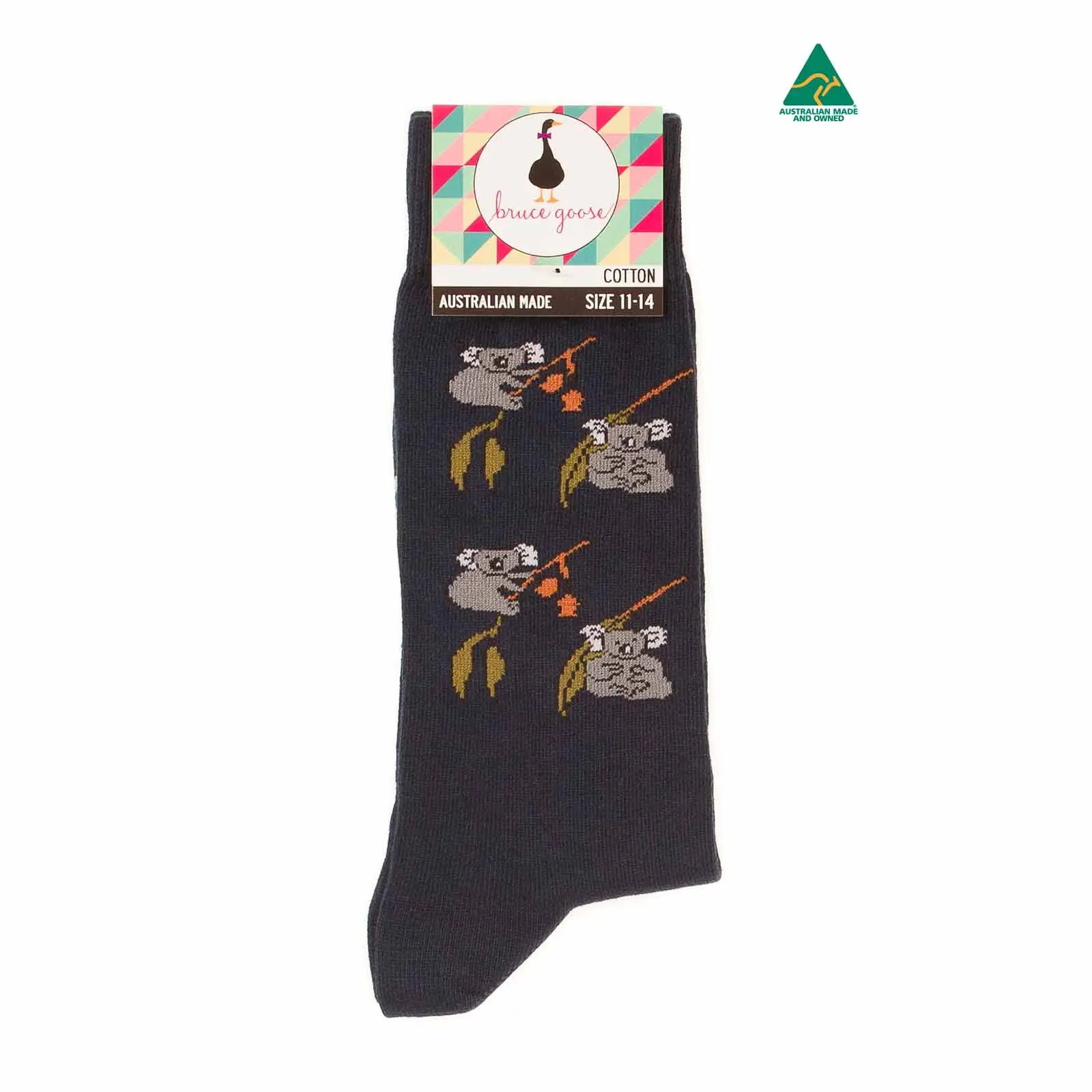 Socks Mens Koala Eucalyptus Navy