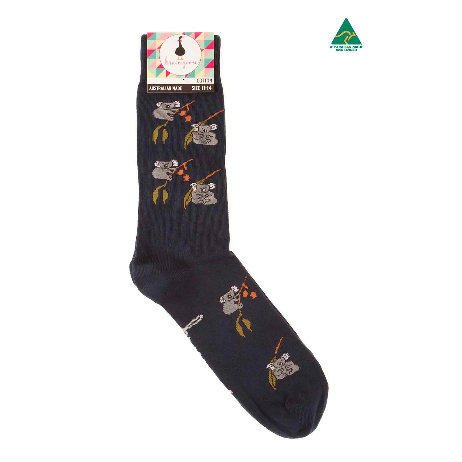 Socks Mens Koala Eucalyptus Navy