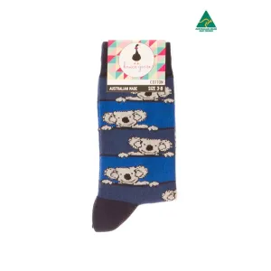 Socks Stripey Koala Navy