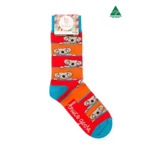 Socks Stripey Koala Orange