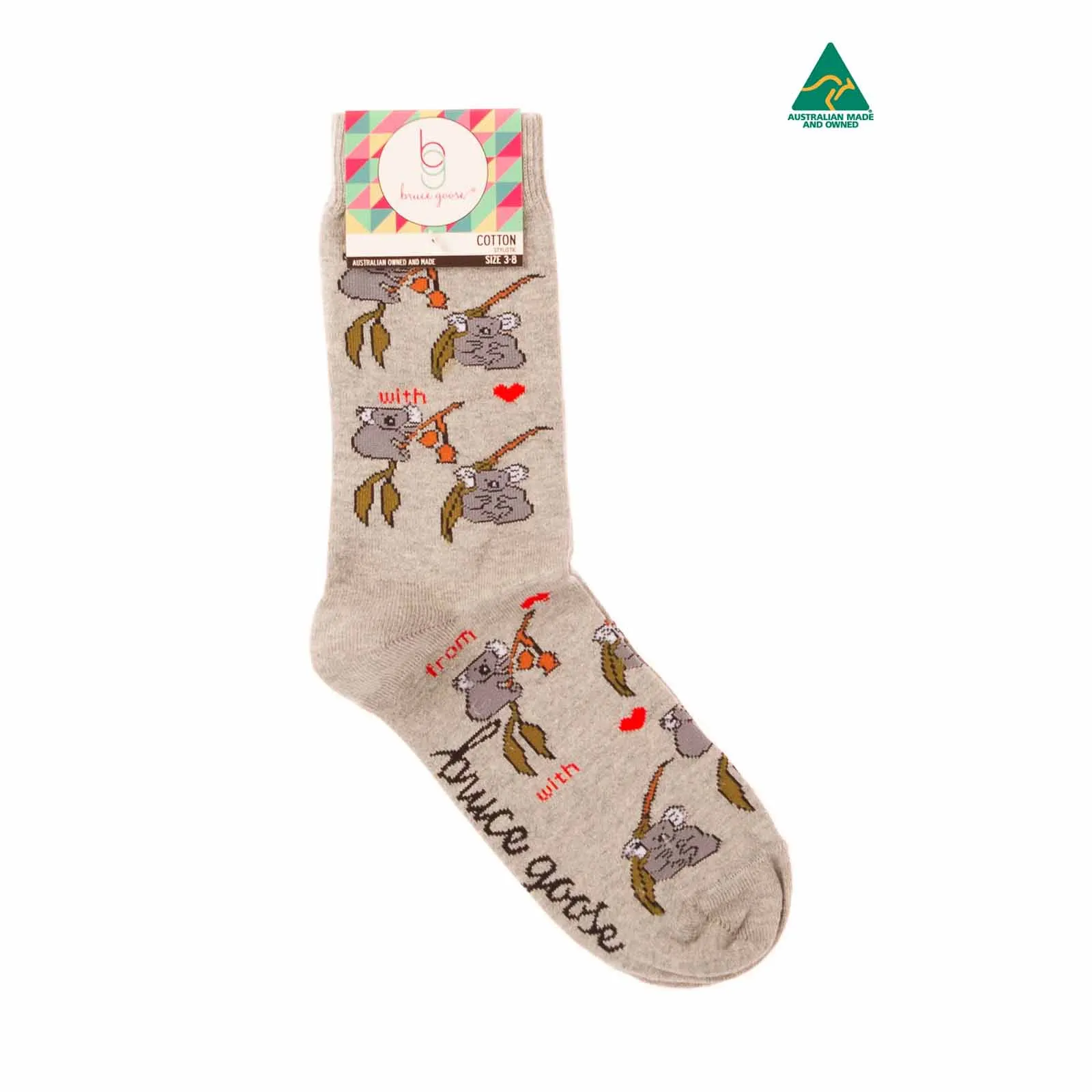 Socks Womens Koala Eucalyptus Grey
