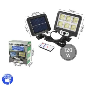 SOLARNI REFLEKTOR 120W SA SENZOROM NA DALJINSKI SA PRODUŽNIM KABLOM 2KOMADA