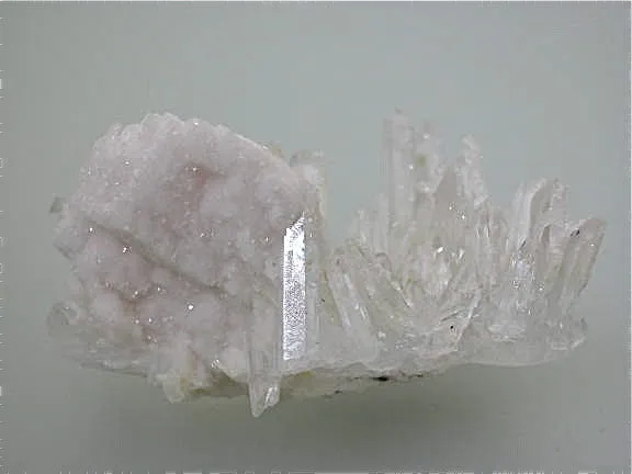 SOLD Manganoan Calcite and Quartz, Kruchev dol Mine, Madan District, Smolyan Oblast, Bulgaria, Mined 2013, Small Cabinet 3.0 x 4.0 x 6.7 cm, $90.  Online 6/9.