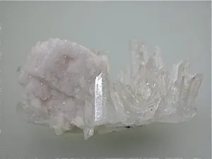 SOLD Manganoan Calcite and Quartz, Kruchev dol Mine, Madan District, Smolyan Oblast, Bulgaria, Mined 2013, Small Cabinet 3.0 x 4.0 x 6.7 cm, $90.  Online 6/9.