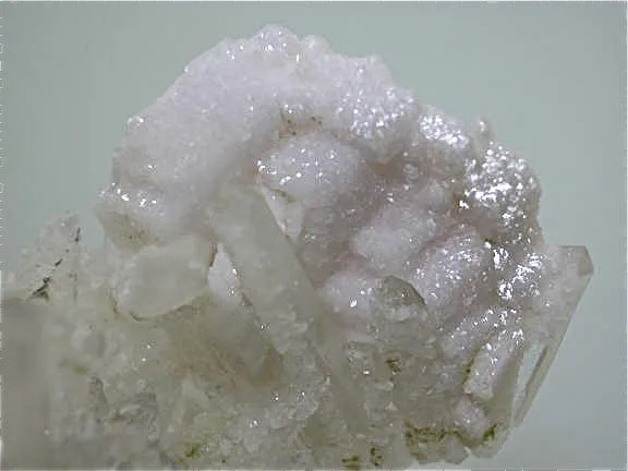 SOLD Manganoan Calcite and Quartz, Kruchev dol Mine, Madan District, Smolyan Oblast, Bulgaria, Mined 2013, Small Cabinet 3.0 x 4.0 x 6.7 cm, $90.  Online 6/9.