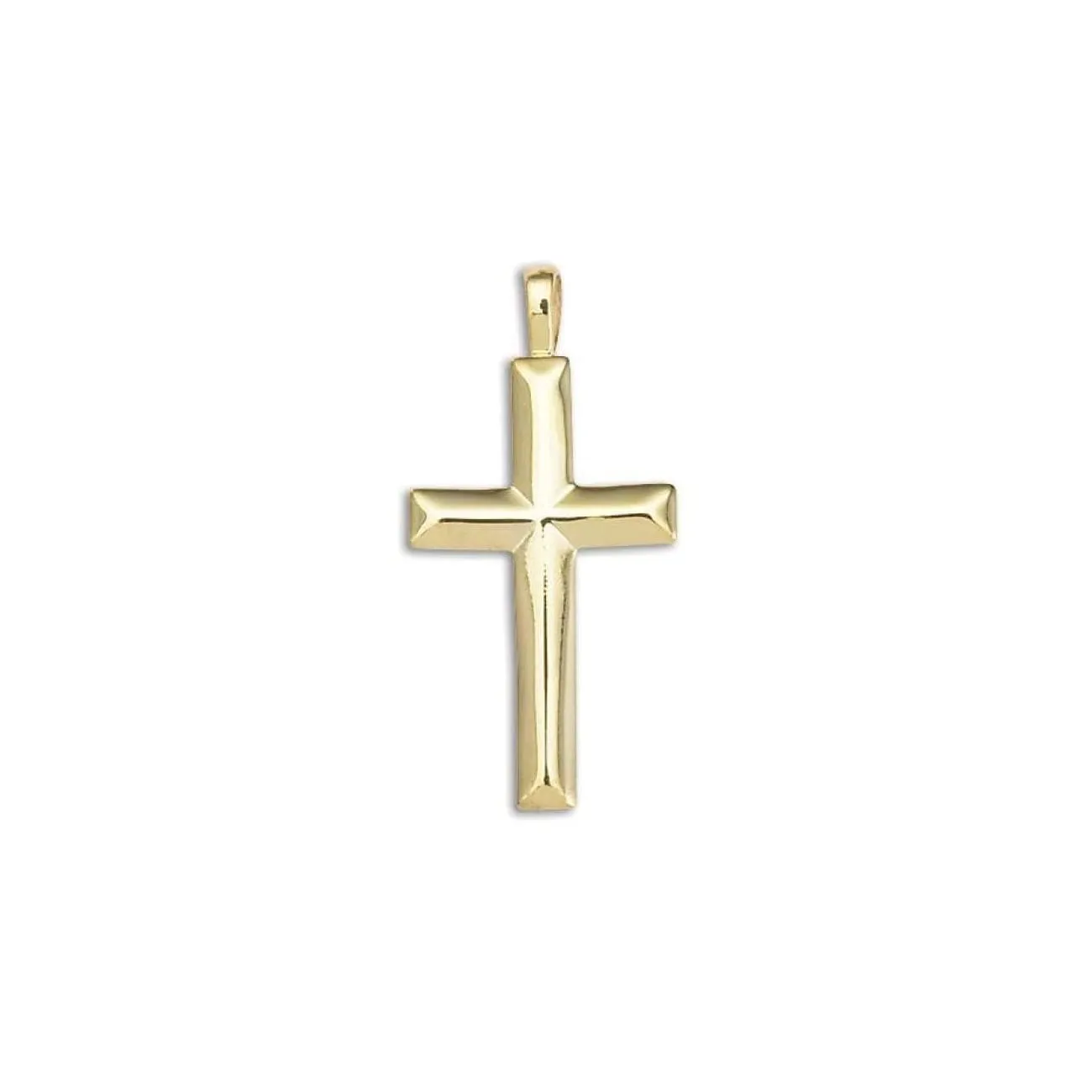 SOLID 14K-Y LARGE ANGLED CROSS