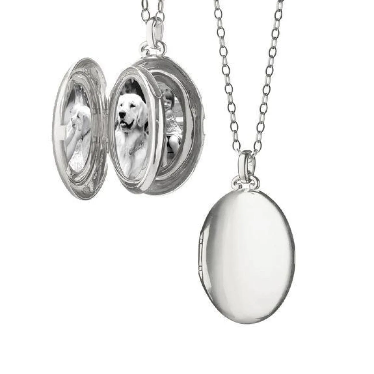 Sterling Silver 4 Image Plain Lock on 30" Small Belcher Chain
