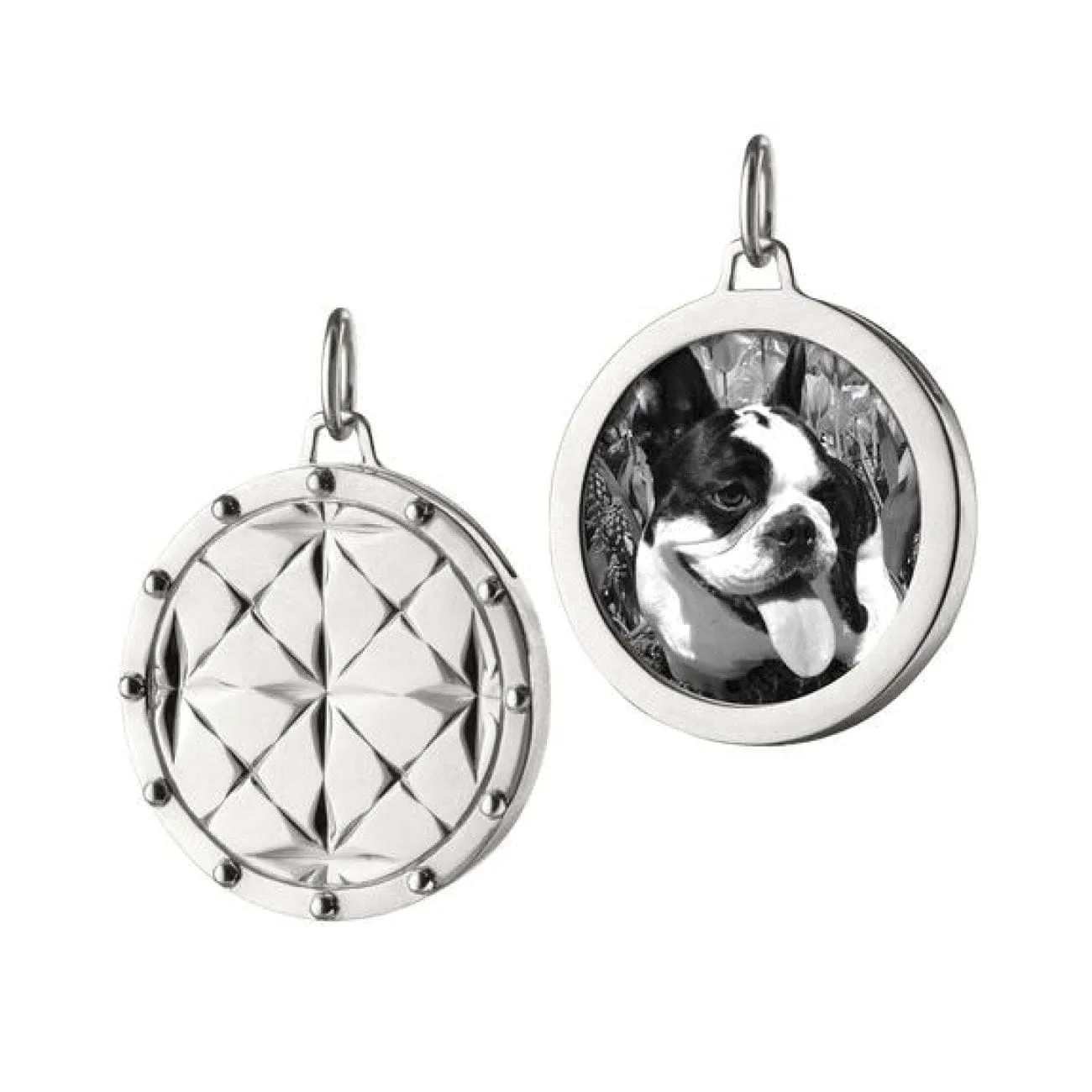 Sterling Silver Round Mosaic Half Locket