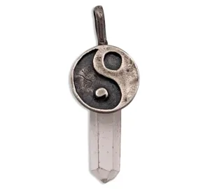 sterling silver yin-yang glass crystal point pendant