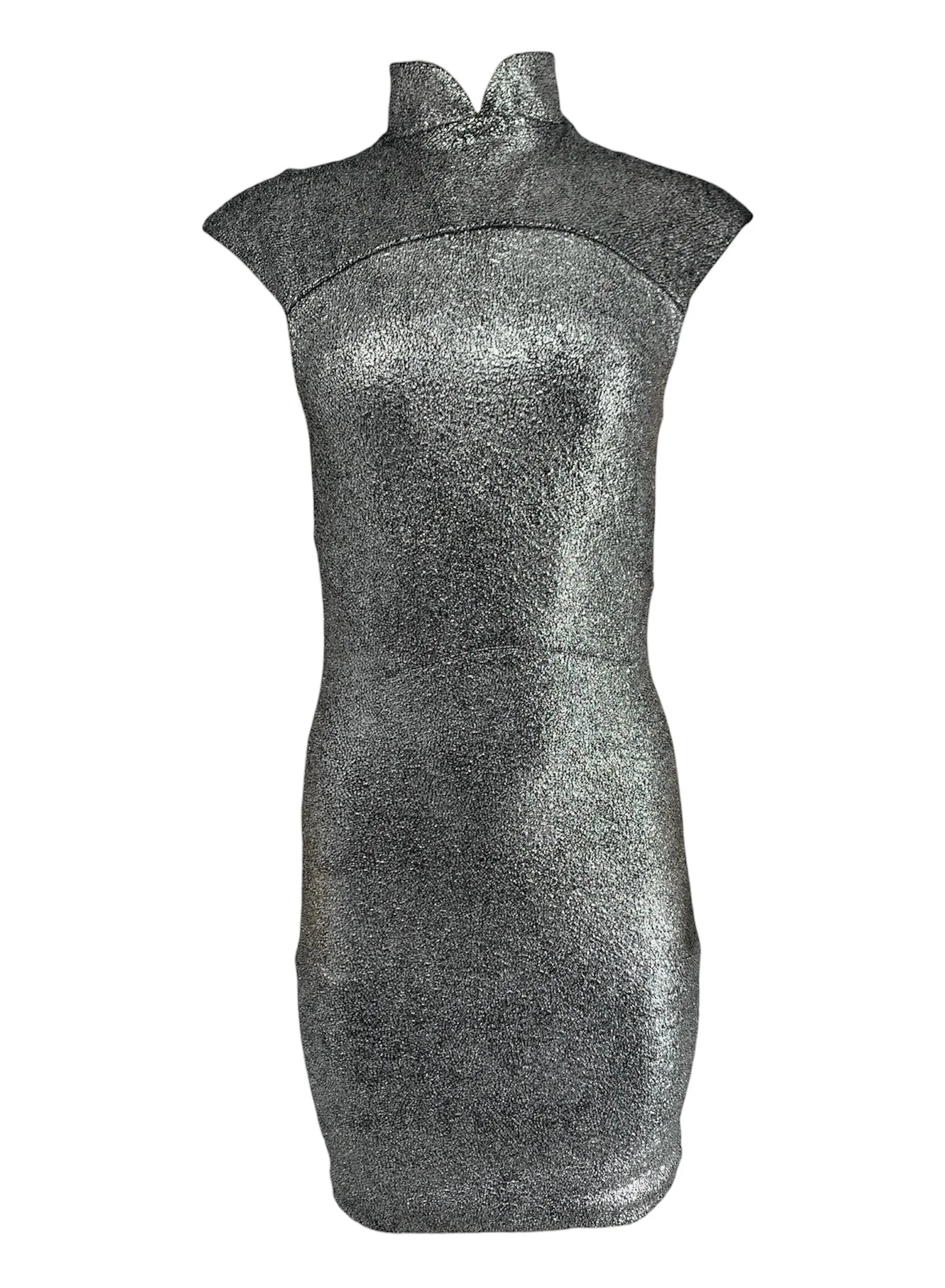 Structured Metallic Dress- Silver