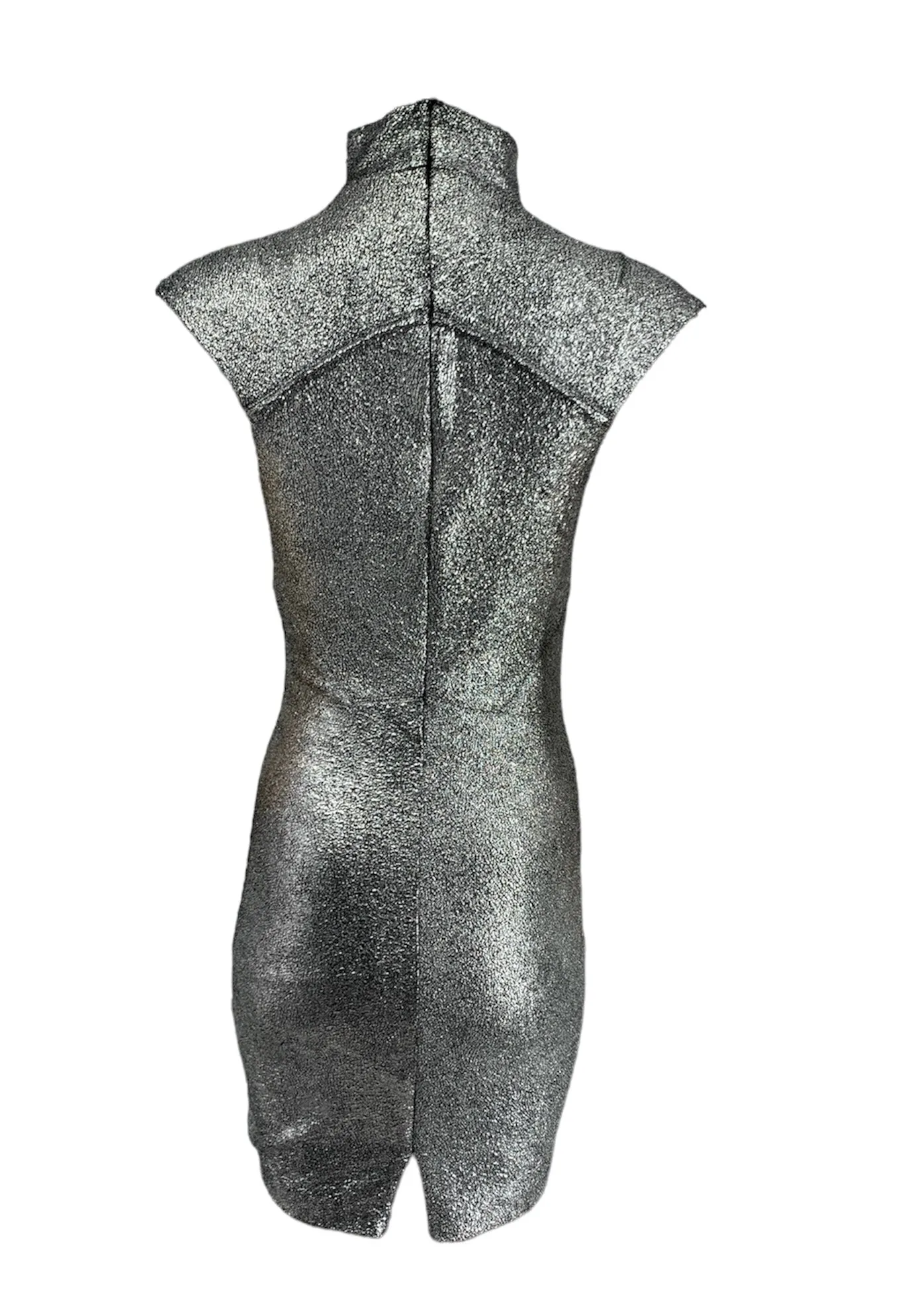 Structured Metallic Dress- Silver